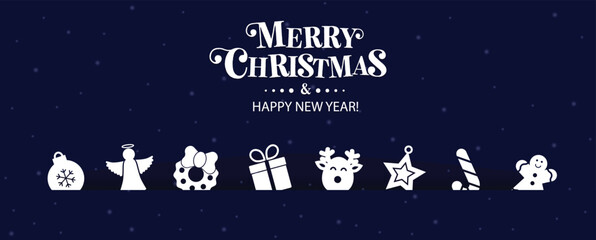 Cute Christmas ions on a editable  background. Christmas background, banner ,or card.