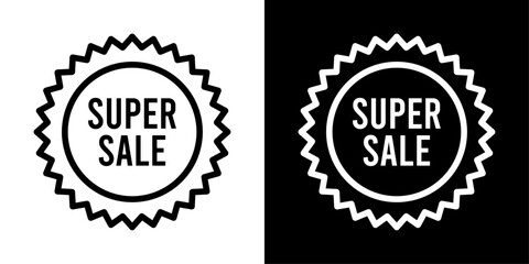 Minimal super discount icon with a bold badge outline, ideal for highlighting major deals, special promotions, price drops, exclusive savings, seasonal sales, and modern e-commerce banners.