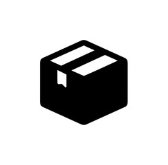 Simple Line Art Delivery Box Icon with Tape and Square Shape