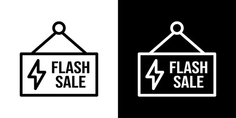 Minimal flash sale icon with a bold lightning symbol, perfect for highlighting urgent deals, quick discounts, limited-time offers, fast promotions, and modern e-commerce sale banners.