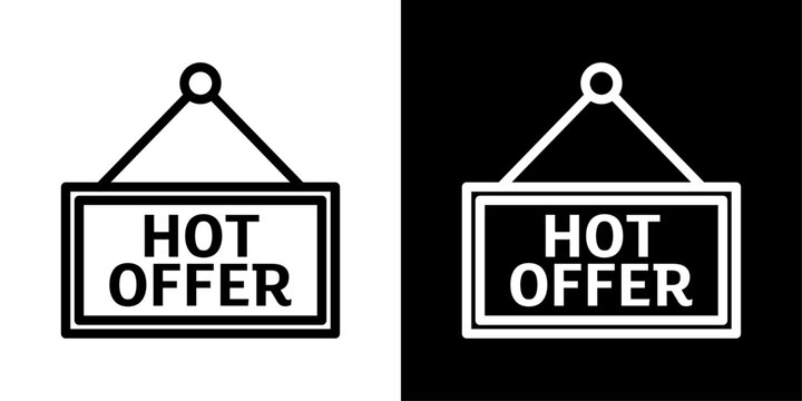 Minimal hot offer icon with a bold clean outline, ideal for sales promotions, discount banners, limited-time deals, marketing campaigns, and modern e-commerce UI designs.