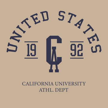 Retro typography university united states state vintage slogan print, 
highlighted grunge texture for graphic t-shirt or sweatshirt hoodie - Vector