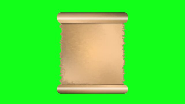 blank old paper Scroll Unroll Animation on Green Screen with Vintage Paper Texture Old Parchment Scroll Opening Reveal for Titles and Messages vintage  map opening roller animation