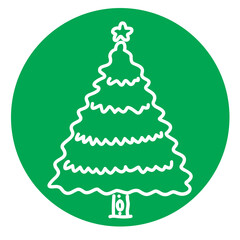 Christmas Tree Illustration on Green Circle