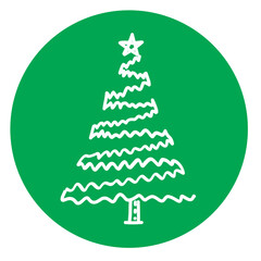 Christmas Tree Illustration on Green Circle