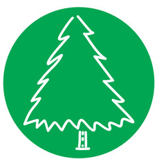 Christmas Tree Illustration on Green Circle