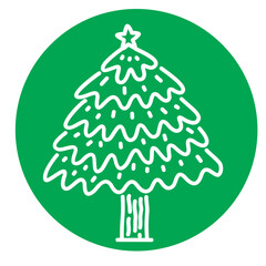 Christmas Tree Illustration on Green Circle