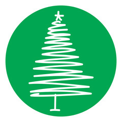 Christmas Tree Illustration on Green Circle