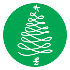 Christmas Tree Illustration on Green Circle