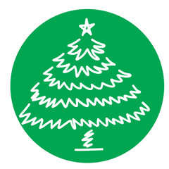Christmas Tree Illustration on Green Circle