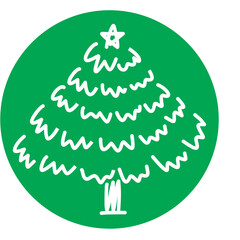 Christmas Tree Illustration on Green Circle
