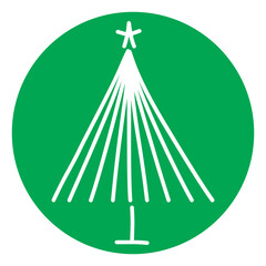 Christmas Tree Illustration on Green Circle