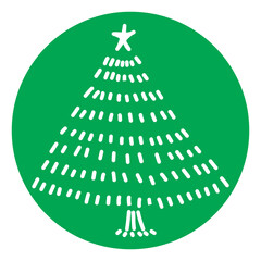 Christmas Tree Illustration on Green Circle