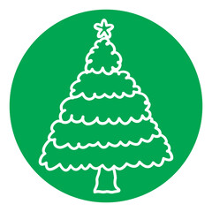Christmas Tree Illustration on Green Circle