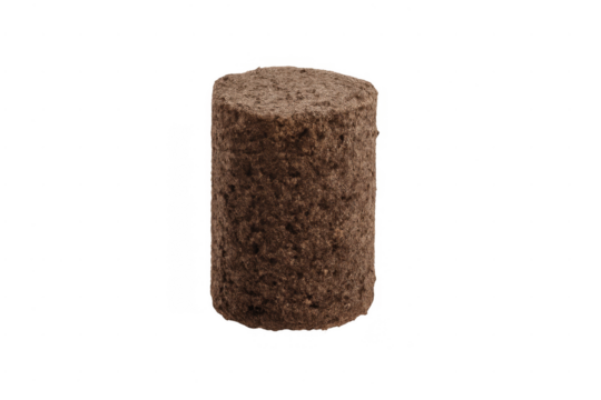 Soil core sample cylinder showing brown earth detail