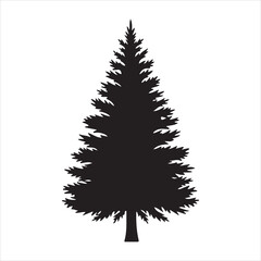 Pine Tree Silhouette Vector - Minimal Forest Design, Nature Outline, Outdoor Landscape Icon