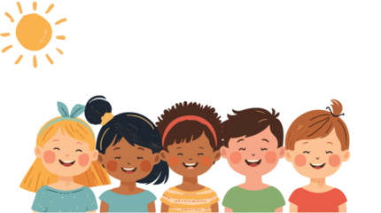 illustration template banner of children days featuring a group of dazzled children on a sunny daywith png Transparent