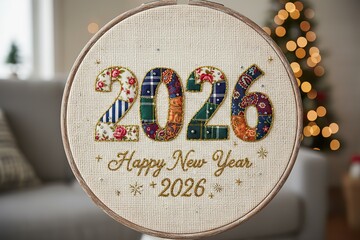 2026 New Year Patchwork Fabric Numbers Handmade Craft Design