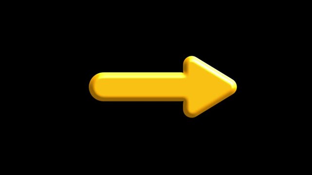 3d Yellow Arrow Slide In loop Animation on Black Background for UI and Motion Graphics
Glossy Yellow Direction Arrow Movement Indicator with Smooth Slide Motion with alpha channel