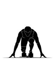 the silhouette of a man at the starting line of a race