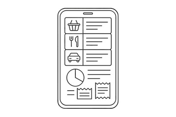 Mobile phone application interface showing personal finance management and expense tracking