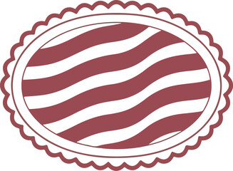 Retro Oval Scalloped Badge Wave Pattern Vector