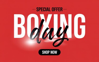Special offer boxing day shop now, a promotional banner for boxing day sale event on red background, vector