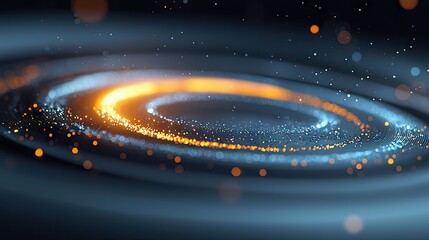 Obraz premium An abstract image of a data spiral with glowing particles, representing a futuristic concept.