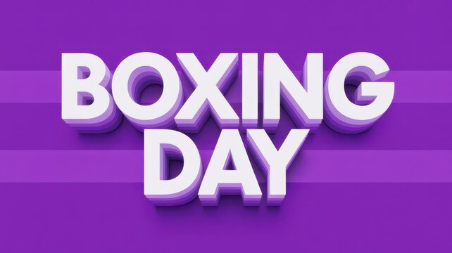 A vibrant purple background features a bold white text effect announcing boxing day, perfect for promotional materials and holiday sales - Powered by Adobe
