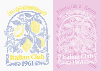 Fototapeta premium lemon print design in vector graphics. hand drawing vintage ilustration. lemon t-shirt design.