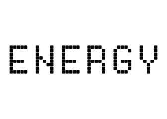 Obraz premium Energy, pixel digital vector font Vector font word on a white background