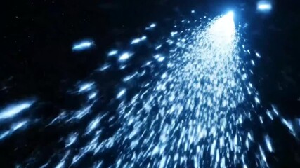 Blue energy stream lights dark abyss