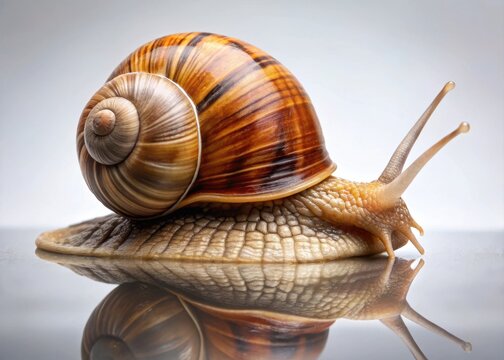 Slow-moving gastropod with elongated shell and slimy foot - Powered by Adobe