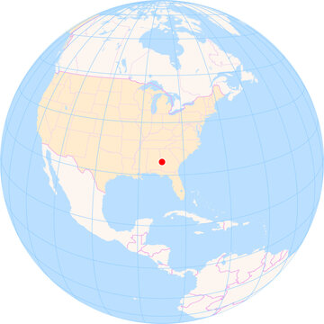 Location Map of Columbus Airport (Columbus, Georgia, United States). IATA-code: CSG. No labels at all.