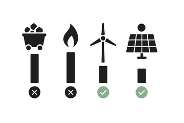 Comparing renewable energy sources like wind and solar with non-renewable coal and gas