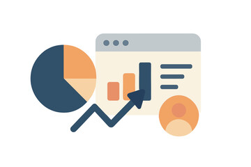 Business data analysis and financial growth metrics displayed on a digital dashboard