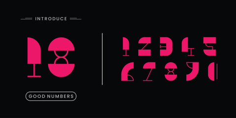 Custom vector creative color geometry shapes' numerals. font alphabet vector illustrations.