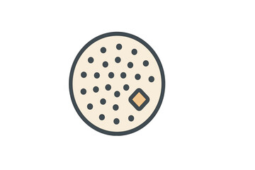 Minimalist round flatbread or tortilla icon featuring texture dots and a stylized square element for food design