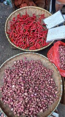 red chili peppers in market
