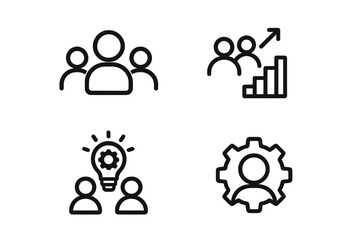 Business management, team collaboration, growth statistics, and creative idea generation