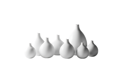 Elegant collection of white vases for interior design, perfect for showcasing artistic minimalism and creating a serene, modern aesthetic in any space
