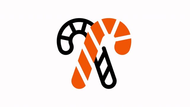 Festive Candy Cane Icon Animation for Holiday Season.