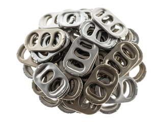 Pile of metal beverage can pull tabs