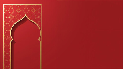 red background with gold ornament