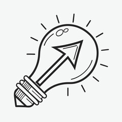 Minimalist Light Bulb Outline Vector Icon
