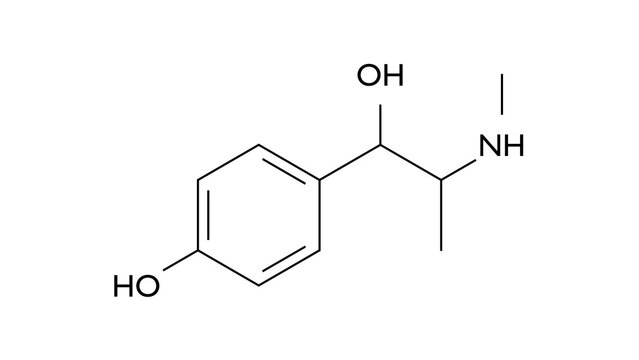 oxilofrine molecule, structural chemical formula, ball-and-stick model, isolated image stimulant drug