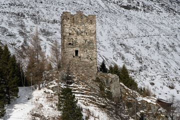 Turm von Hospental, Urserntal, Kanton Uri, Schweiz
