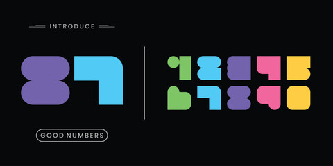 Custom vector creative color geometry shapes' numerals. font alphabet vector illustrations.
