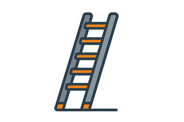 Simple tall construction ladder leaning against a surface for climbing and reaching heights