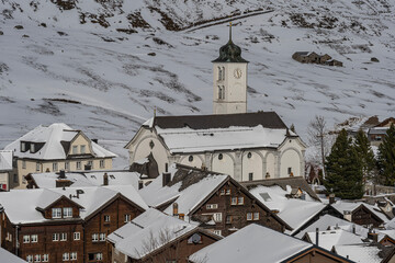 Kirche von Hospental, Urserental, Schweiz